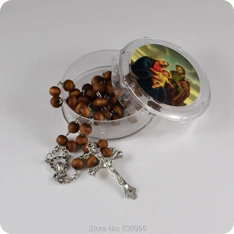 Rose Scented Wood Rosary Beads with INRI JESUS Cross Pendant – Catholic Prayer Jewelry
