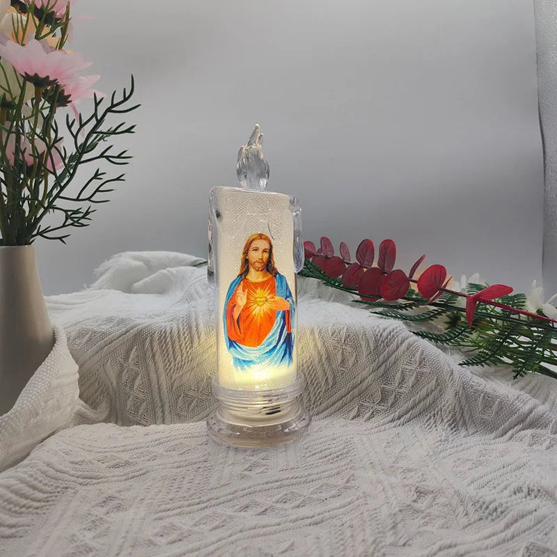 Flameless LED Prayer Candle – Electronic Devotional Light for Religious Ceremonies & Home Decoration
