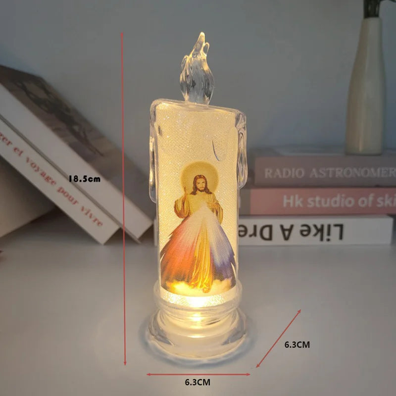 Flameless LED Prayer Candle – Electronic Devotional Light for Religious Ceremonies & Home Decoration
