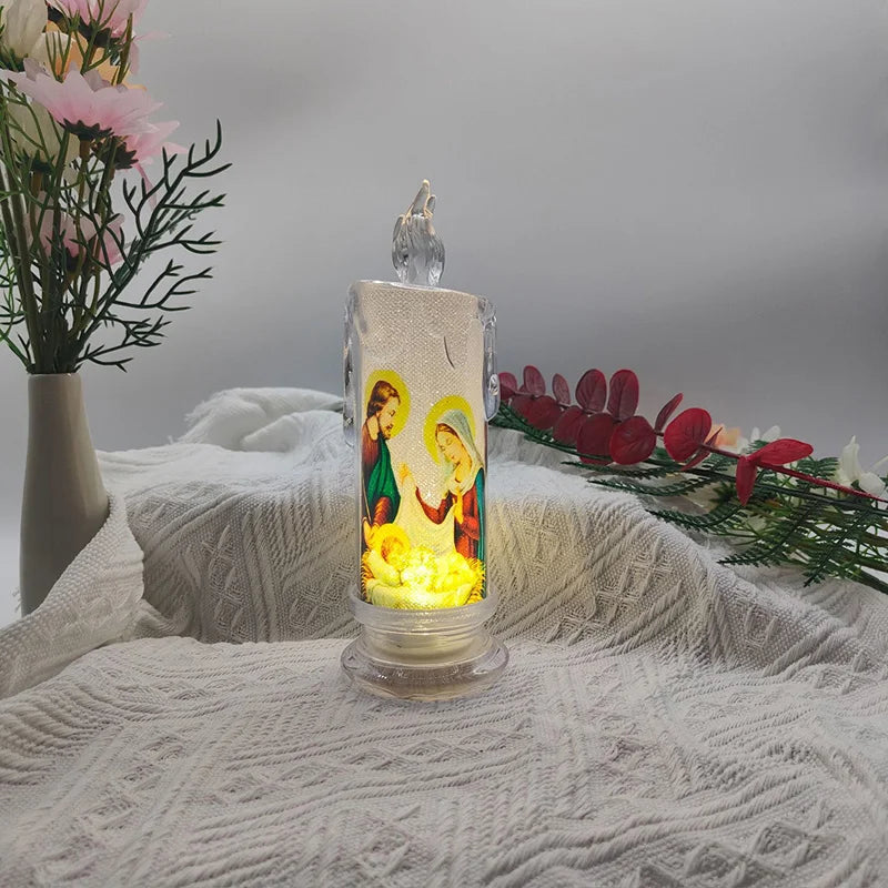 Flameless LED Prayer Candle – Electronic Devotional Light for Religious Ceremonies & Home Decoration