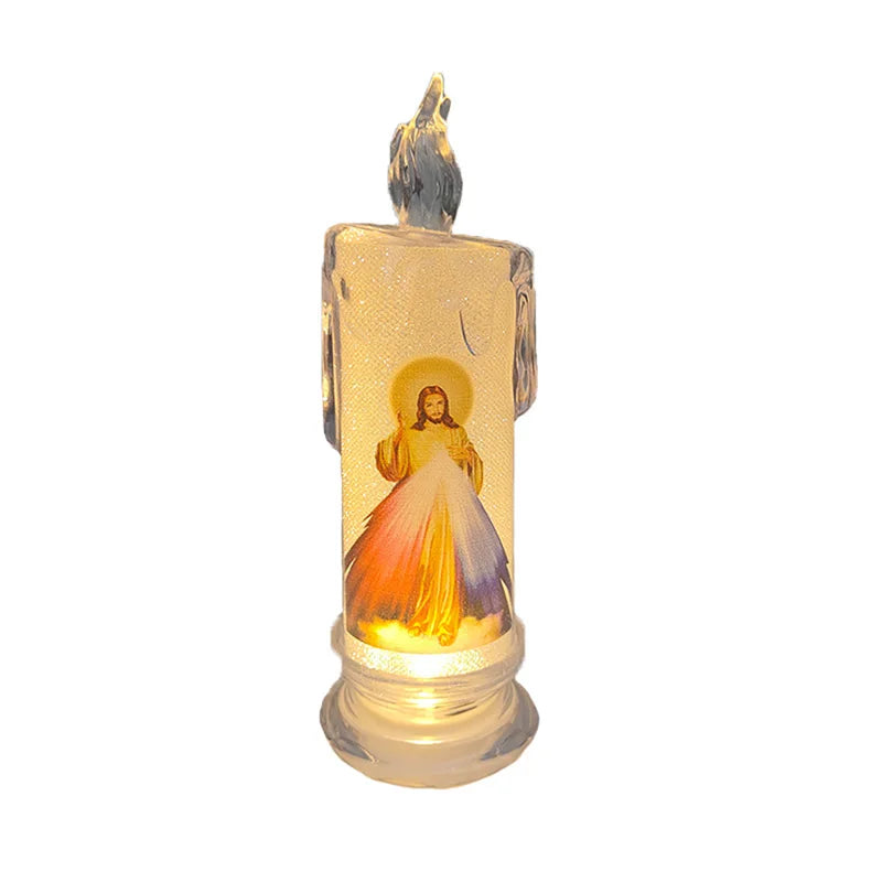 Flameless LED Prayer Candle – Electronic Devotional Light for Religious Ceremonies & Home Decoration