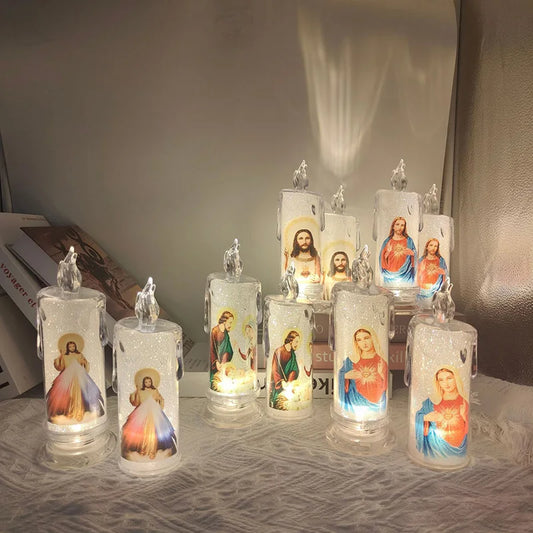 Flameless LED Prayer Candle – Electronic Devotional Light for Religious Ceremonies & Home Decoration