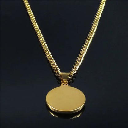 Archangel Saint Michael Stainless Steel Necklace - Gold Pendant - Unisex Religious Jewelry.