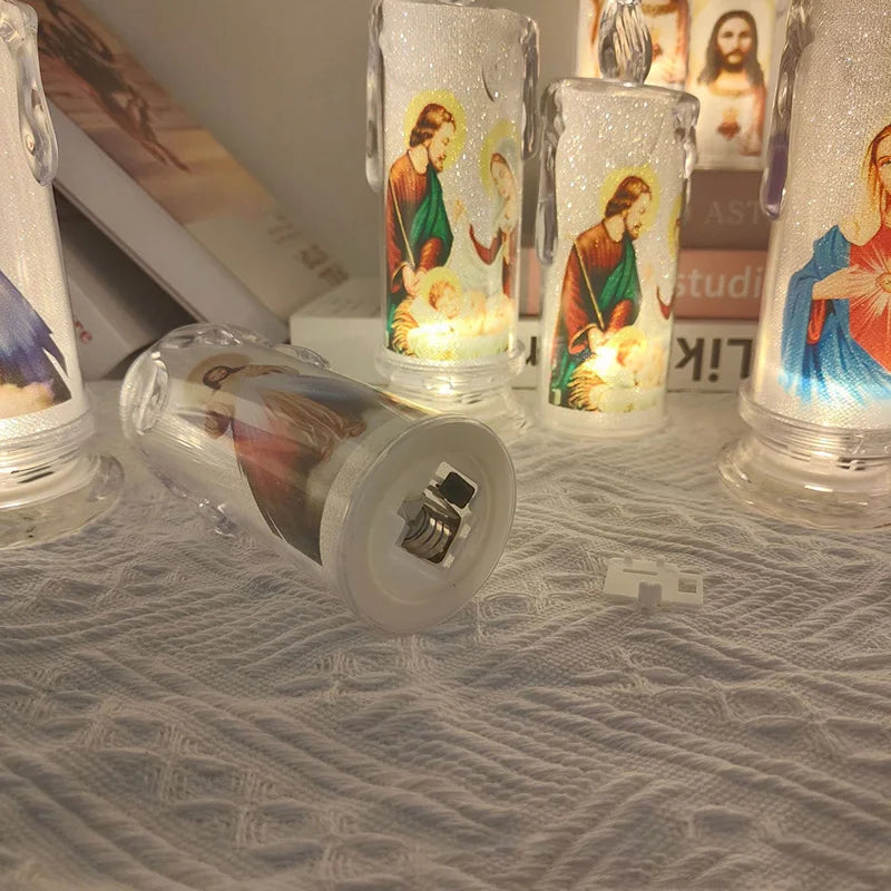 Flameless LED Prayer Candle – Electronic Devotional Light for Religious Ceremonies & Home Decoration