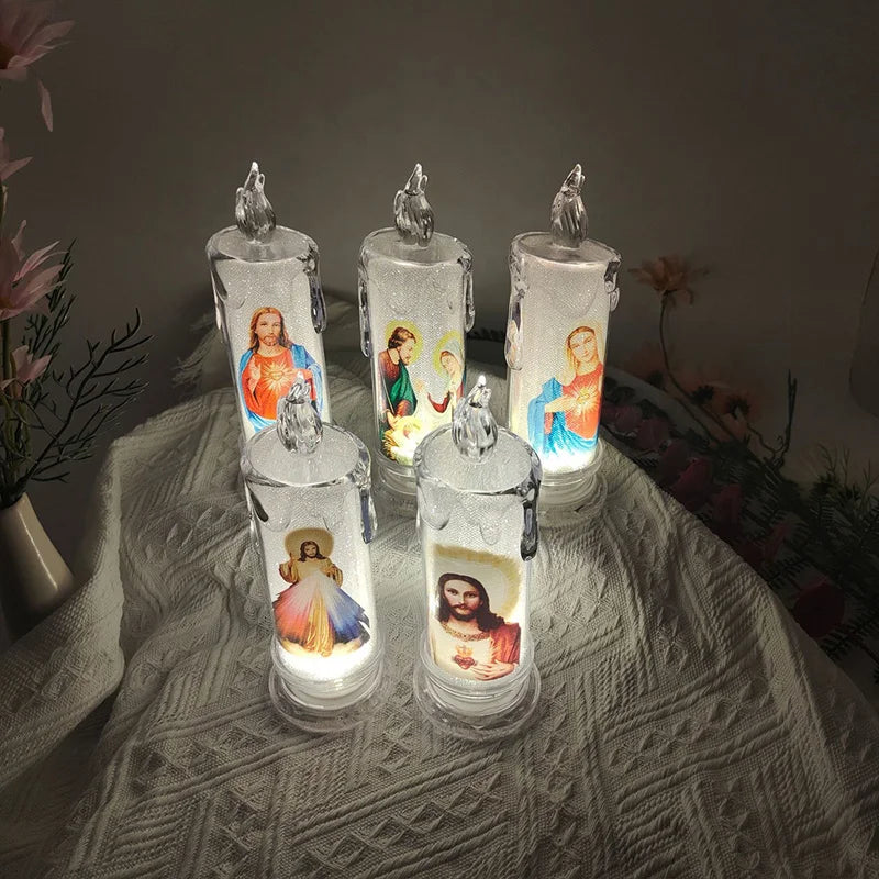 Flameless LED Prayer Candle – Electronic Devotional Light for Religious Ceremonies & Home Decoration