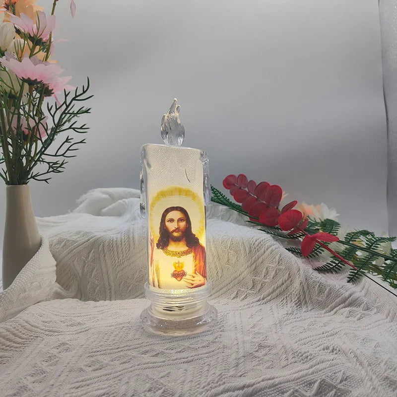 Flameless LED Prayer Candle – Electronic Devotional Light for Religious Ceremonies & Home Decoration